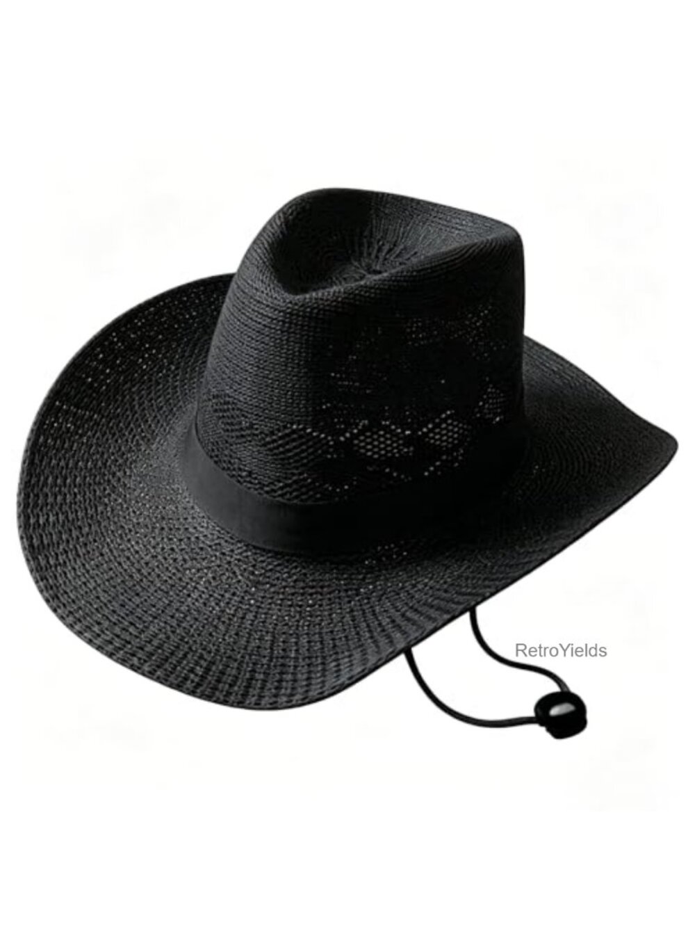 Wide Brim Cowboy Hat Woven Polyester Foldable Adjustable One Size